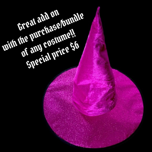FUCHSIA VELOUR & GITTER WITCH HAT NWT - Picture 15 of 15